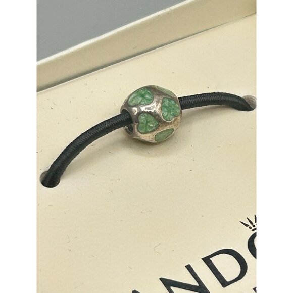 Pandora Green Enamel Hearts Sliding Bead Charm 925 Sterling Silver New Old Stock - Picture 3 of 9